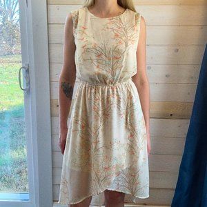EUC Forever 21 | Small | Cream Floral Branch | High-Low Dress